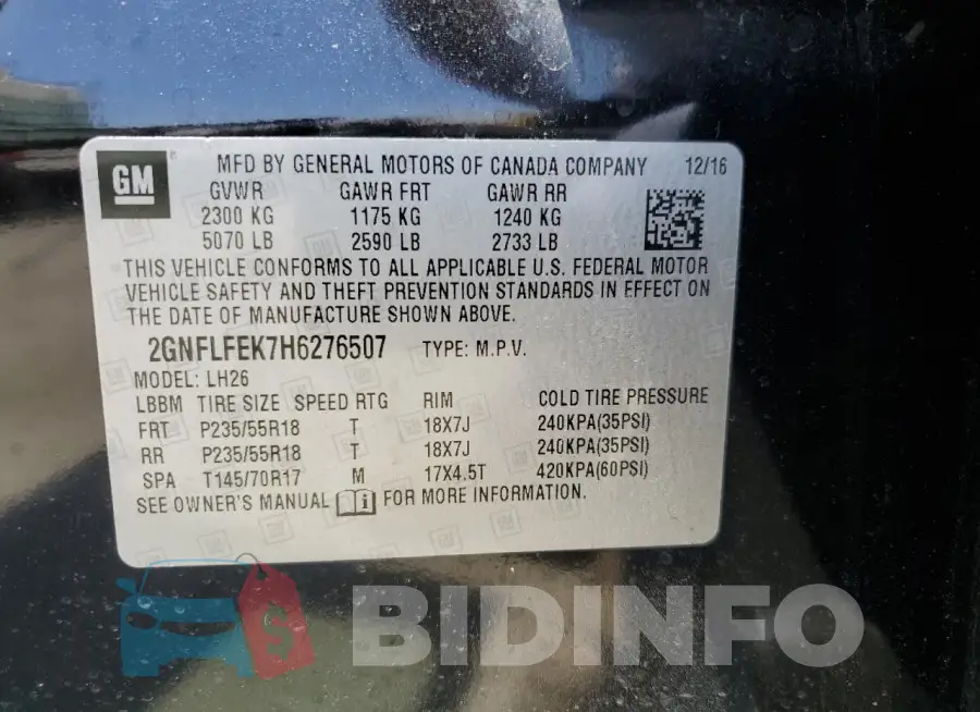 2GNFLFEK7H6276507 Photo# 12