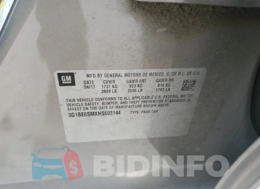 3G1BE6SMXHS603144 Photo# 12