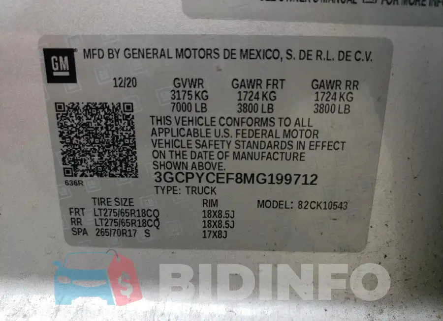 3GCPYCEF8MG199712 Photo# 12