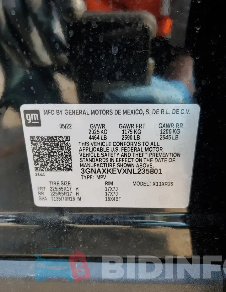 3GNAXKEVXNL235801 Photo# 12