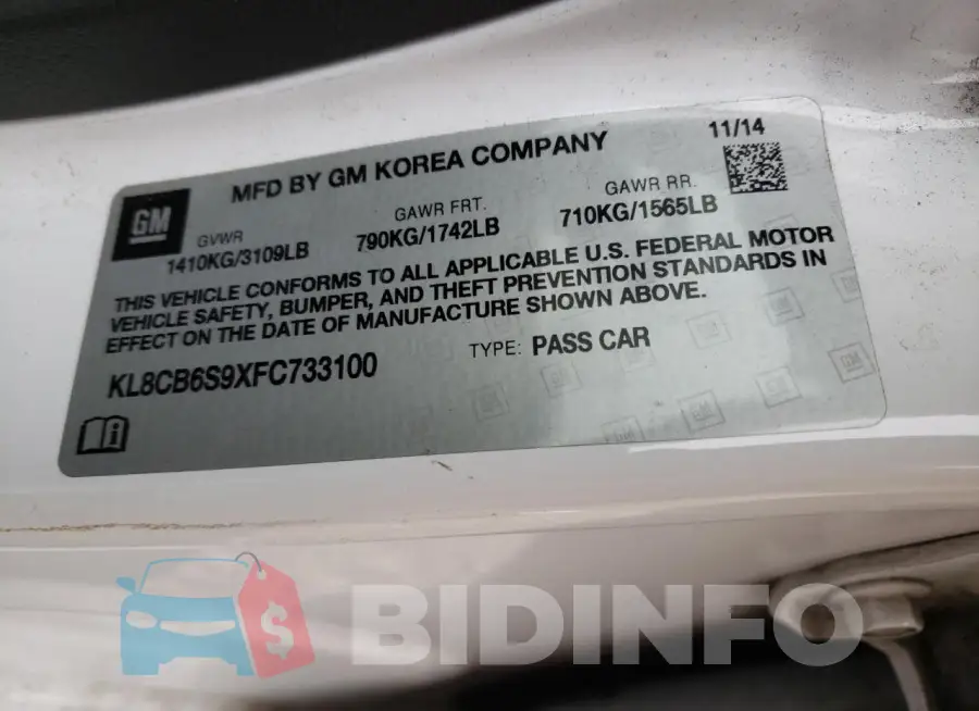 KL8CB6S9XFC733100 Photo# 13