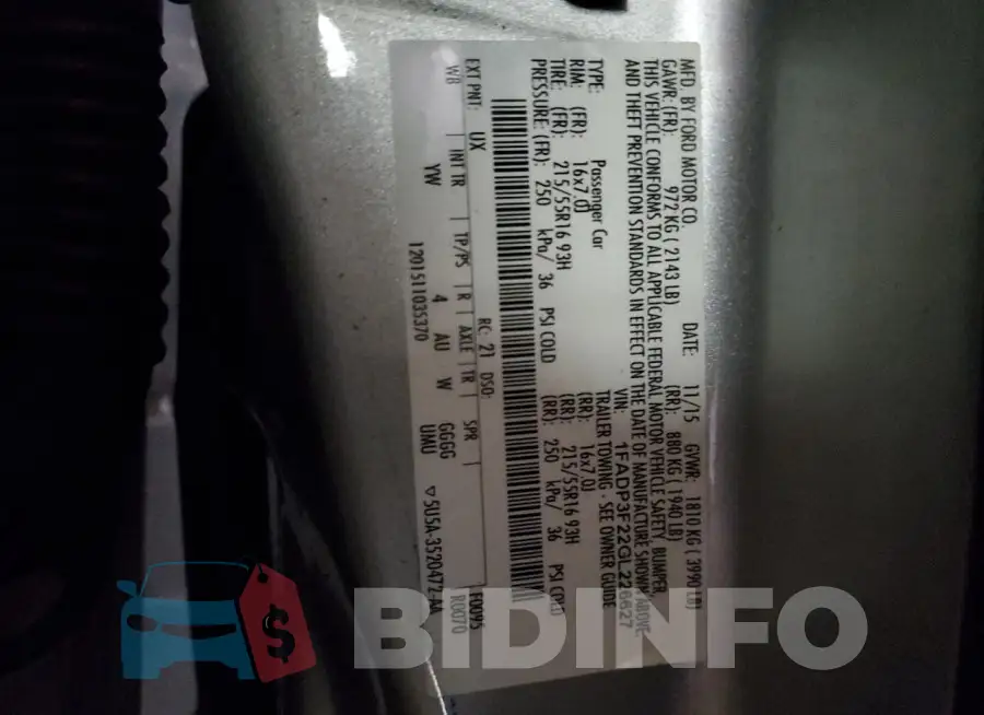 1FADP3F22GL226627 Photo# 12