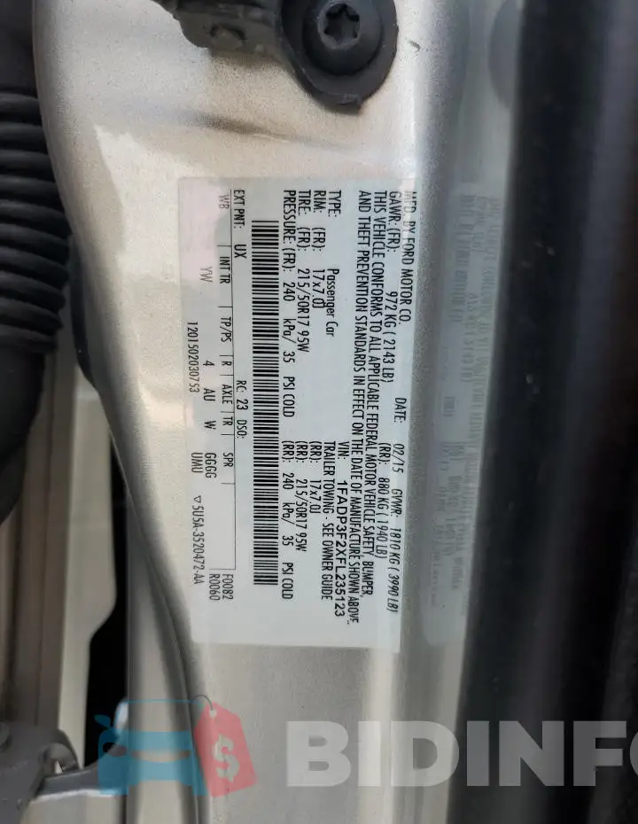 1FADP3F2XFL235123 Photo# 12