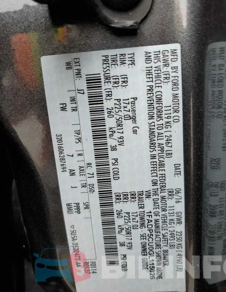 1FADP5CU0GL115026 Photo# 12