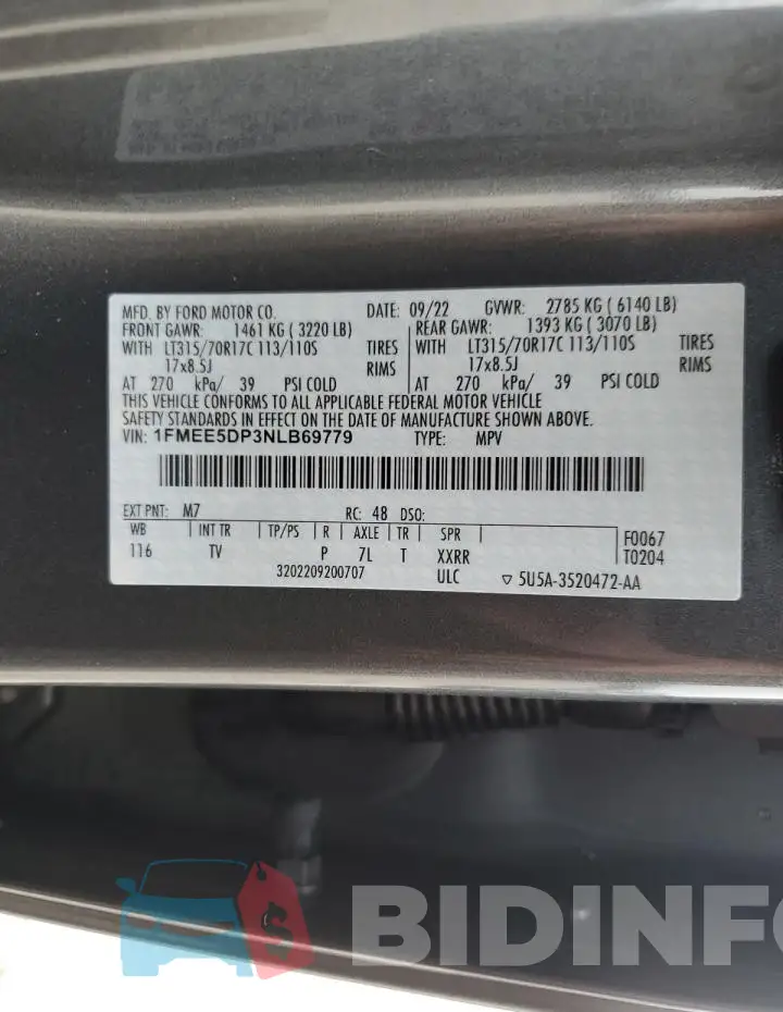 1FMEE5DP3NLB69779 Photo# 12