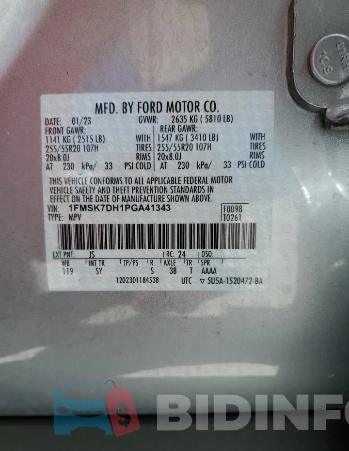 1FMSK7DH1PGA41343 Photo# 14