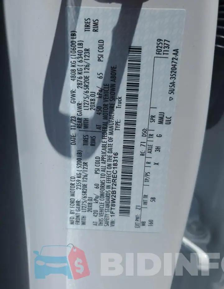 1FT8W2BT2REC18316 Photo# 13