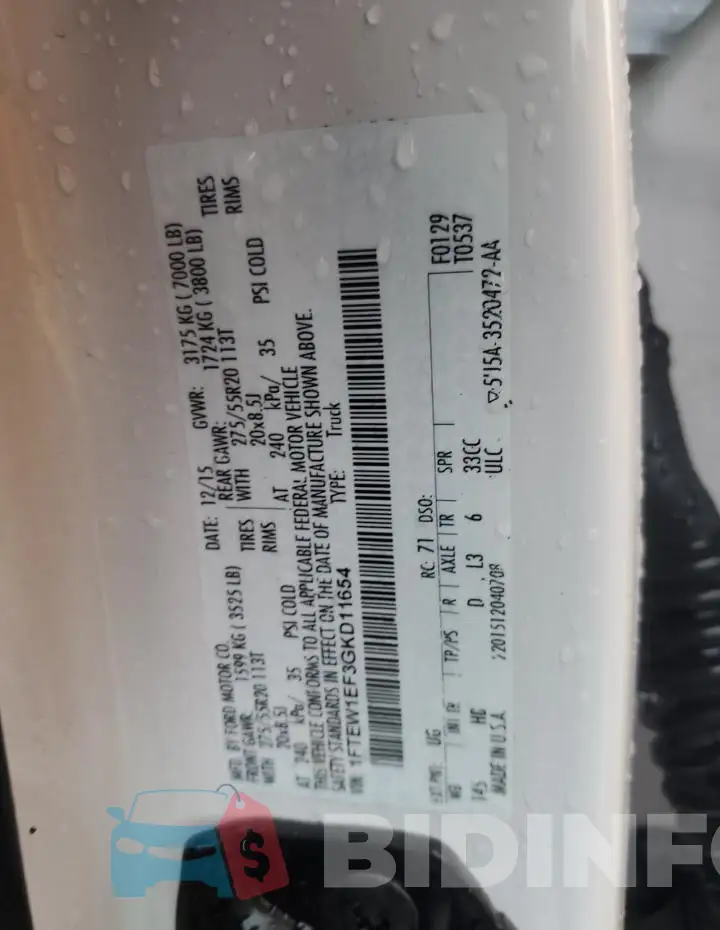 1FTEW1EF3GKD11654 Photo# 12