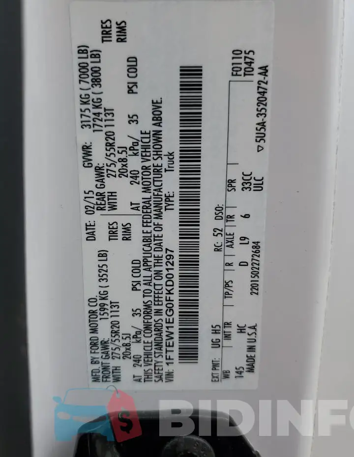 1FTEW1EG0FKD01297 Photo# 13