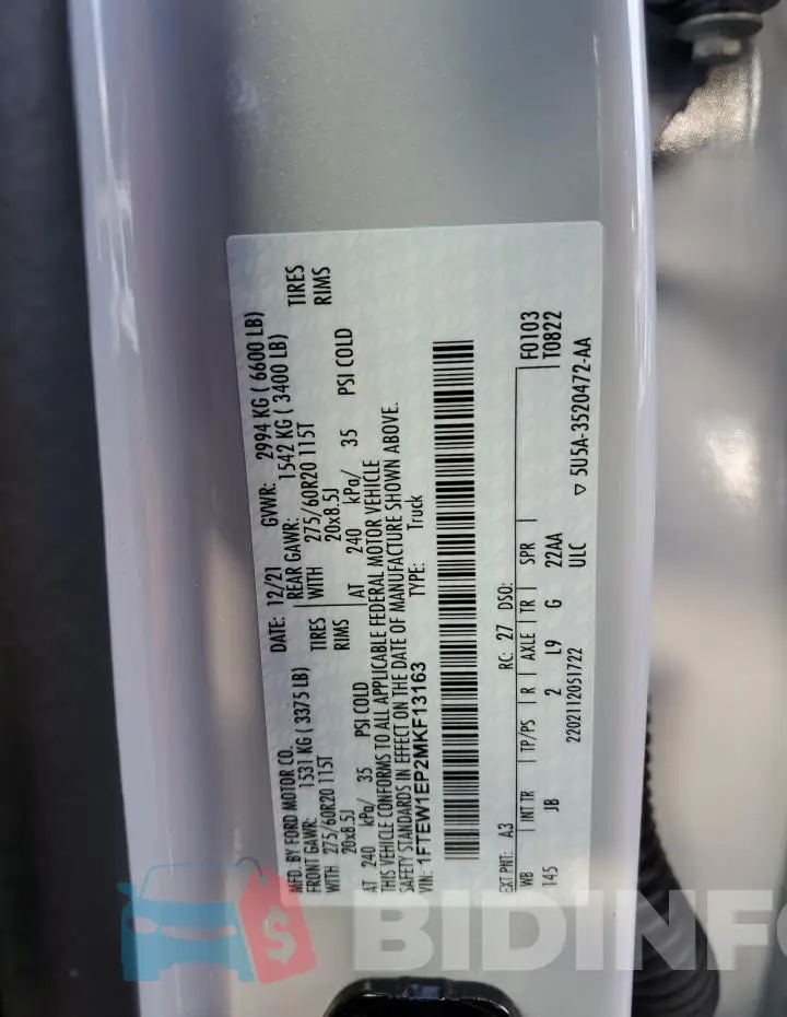 1FTEW1EP2MKF13163 Photo# 12