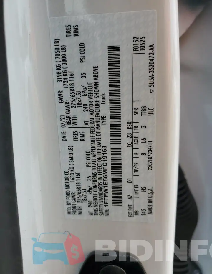 1FTFW1E56MFC19163 Photo# 13