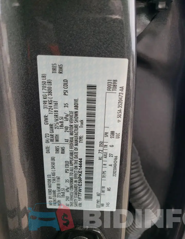 1FTFW1E59PKE14444 Photo# 12