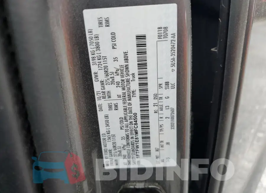 1FTFW1E81MFC84500 Photo# 12