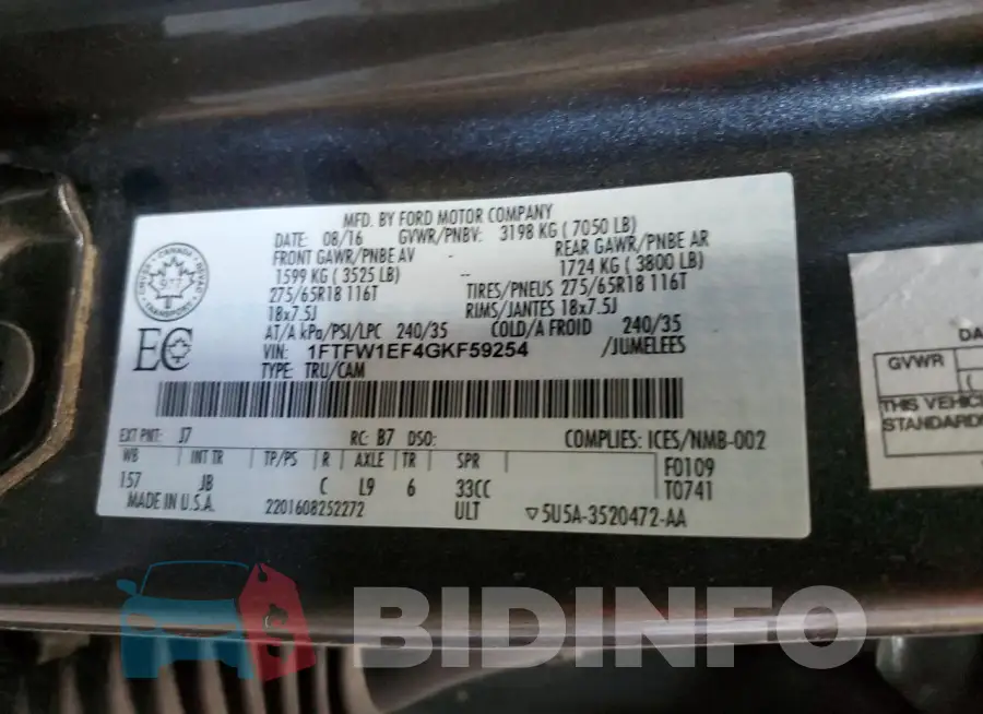 1FTFW1EF4GKF59254 Photo# 13