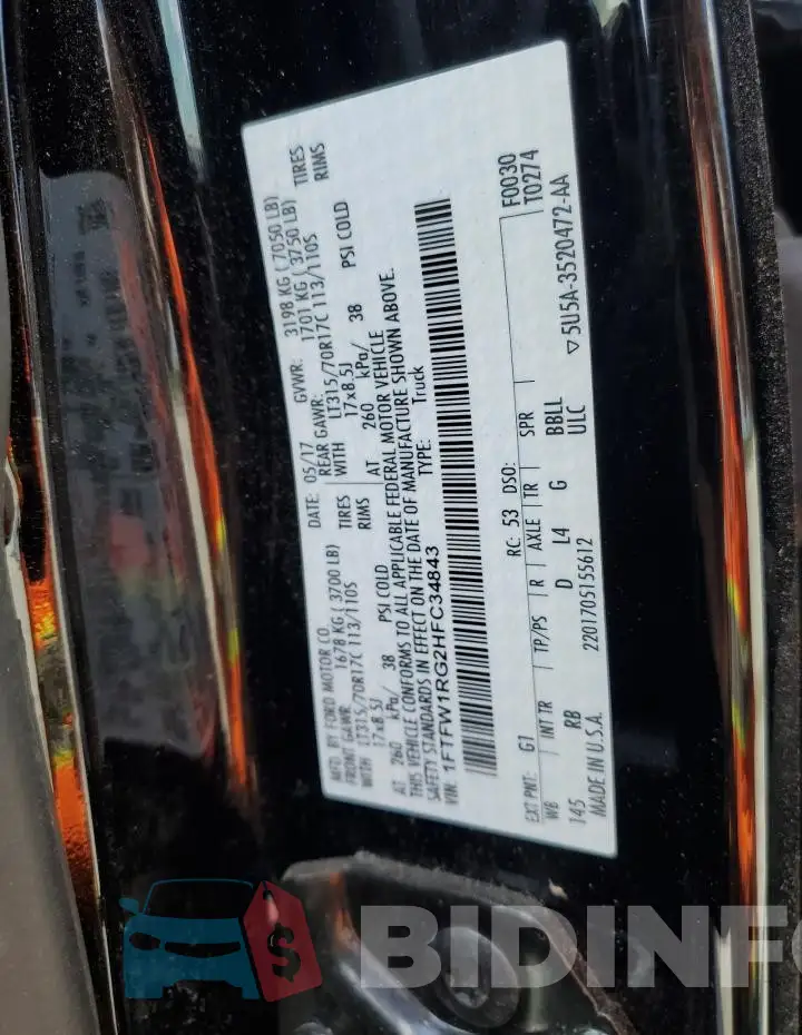 1FTFW1RG2HFC34843 Photo# 12