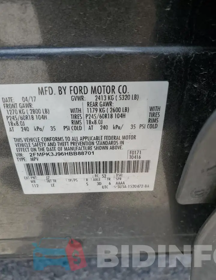 2FMPK3J96HBB88701 Photo# 13