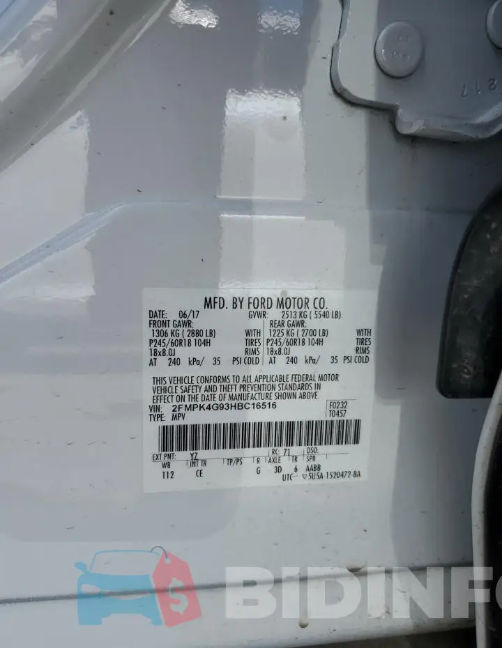 2FMPK4G93HBC16516 Photo# 13