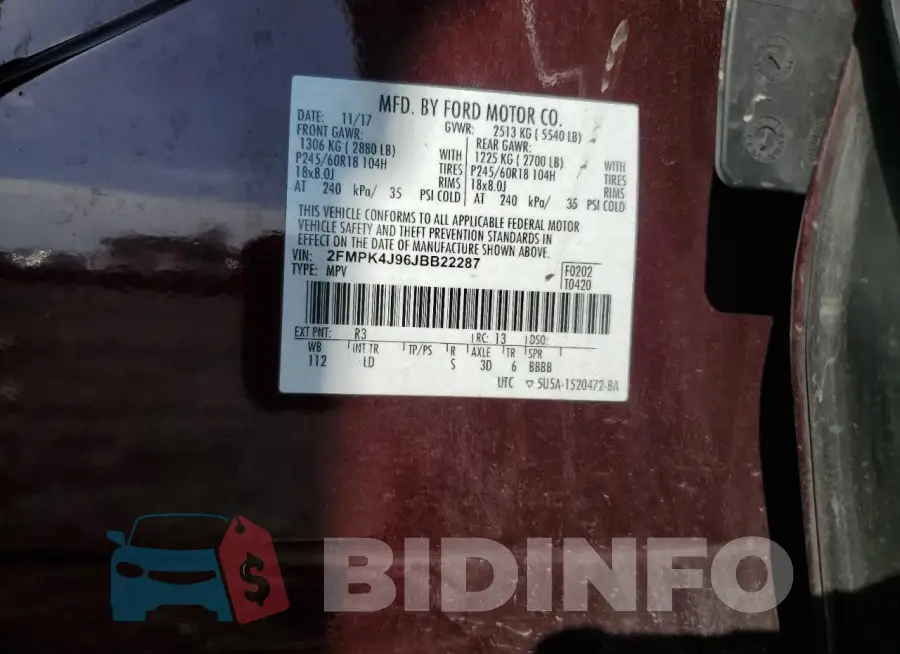 2FMPK4J96JBB22287 Photo# 12