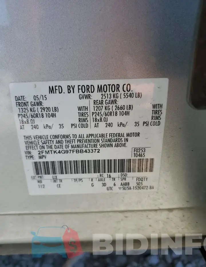 2FMTK4G97FBB43372 Photo# 12