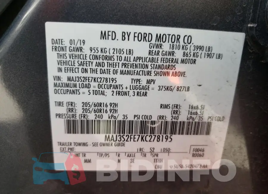 MAJ3S2FE7KC278195 Photo# 13