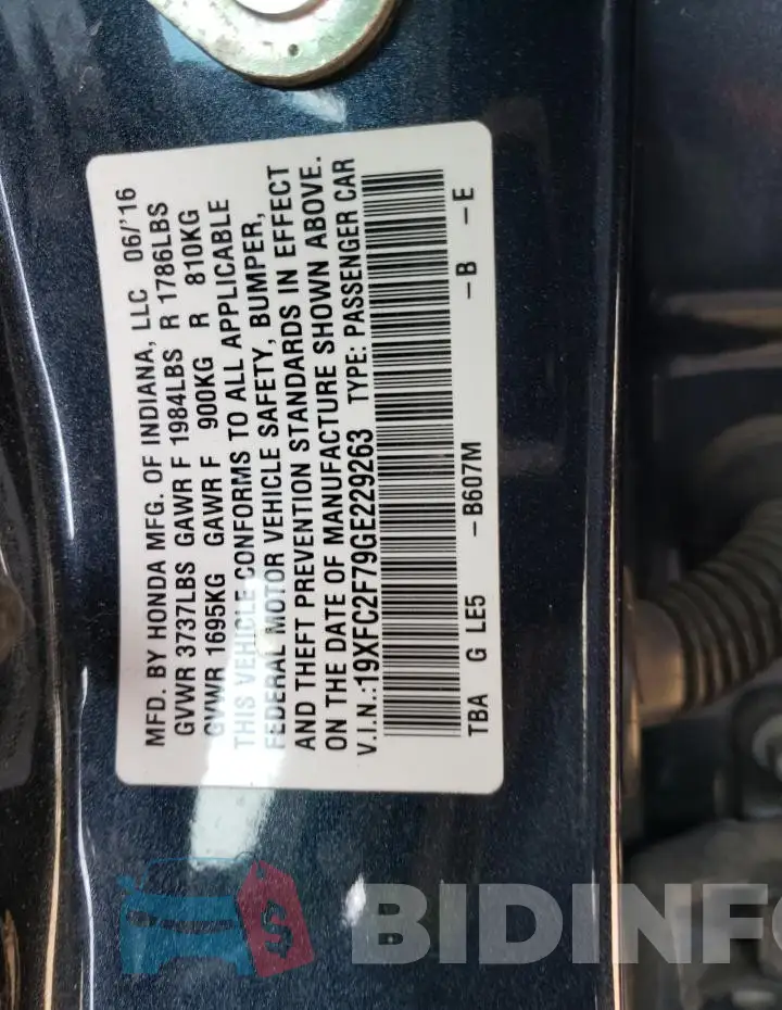 19XFC2F79GE229263 Photo# 12