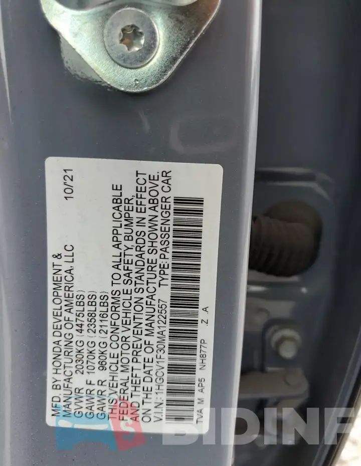 1HGCV1F30MA122557 Photo# 12