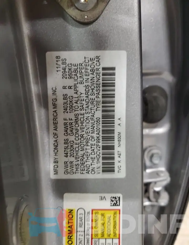 1HGCV2F99KA001050 Photo# 12