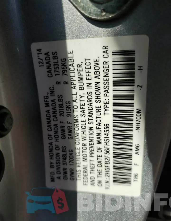 2HGFB2F56FH514556 Photo# 12