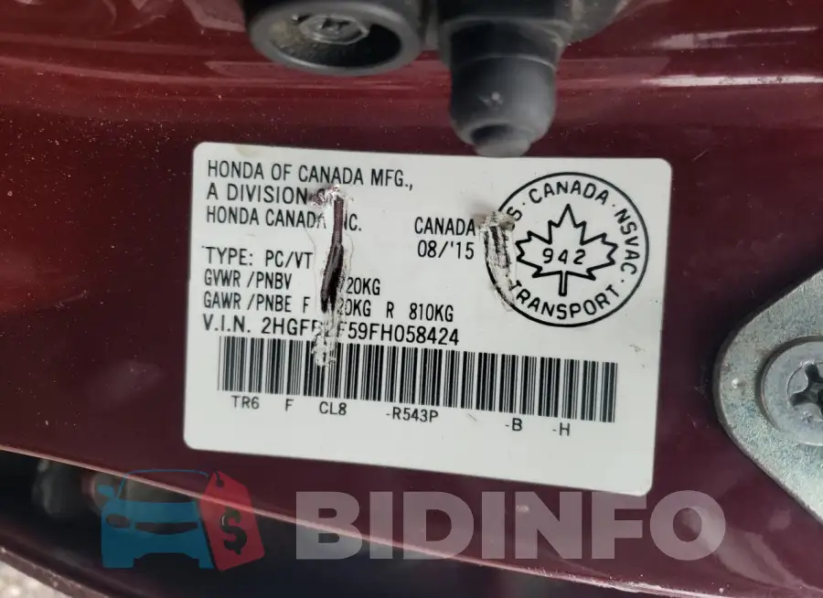 2HGFB2F59FH058424 Photo# 14
