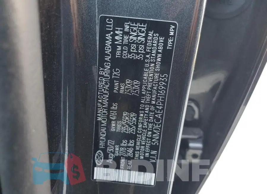 5NMJECAE4PH169935 Photo# 13
