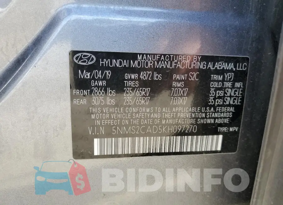 5NMS2CAD5KH097270 Photo# 13