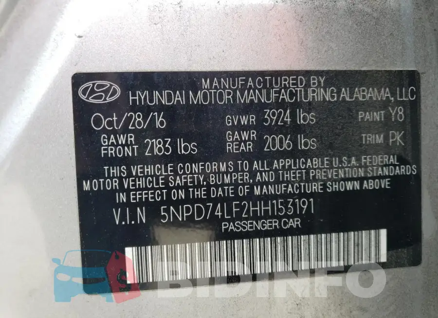 5NPD74LF2HH153191 Photo# 12