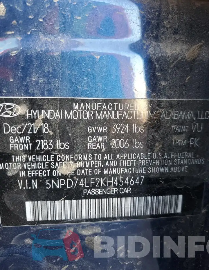 5NPD74LF2KH454647 Photo# 13