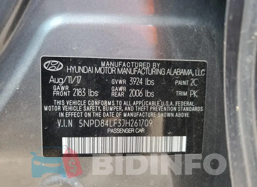 5NPD84LF3JH261709 Photo# 13
