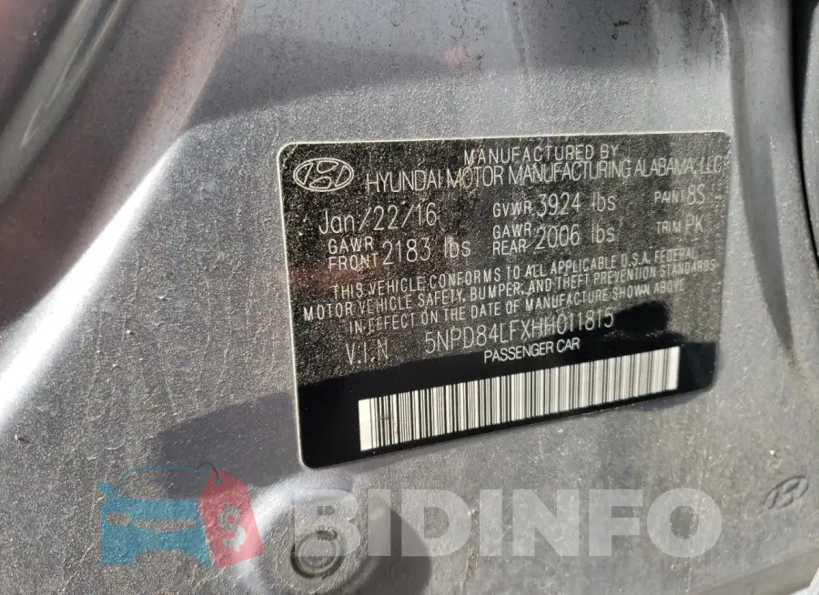 5NPD84LFXHH011815 Photo# 12