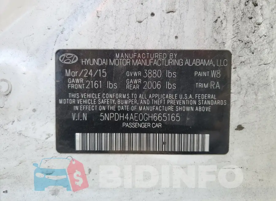 5NPDH4AE0GH665165 Photo# 13