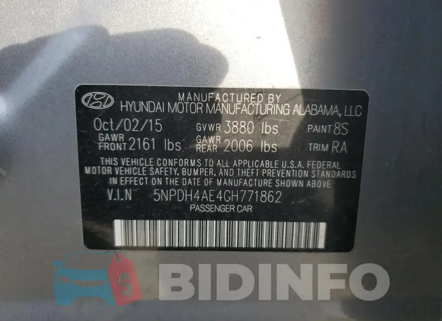 5NPDH4AE4GH771862 Photo# 12