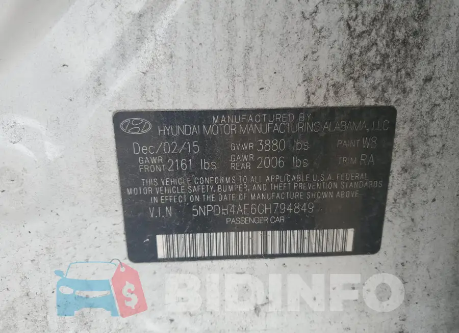 5NPDH4AE6GH794849 Photo# 12