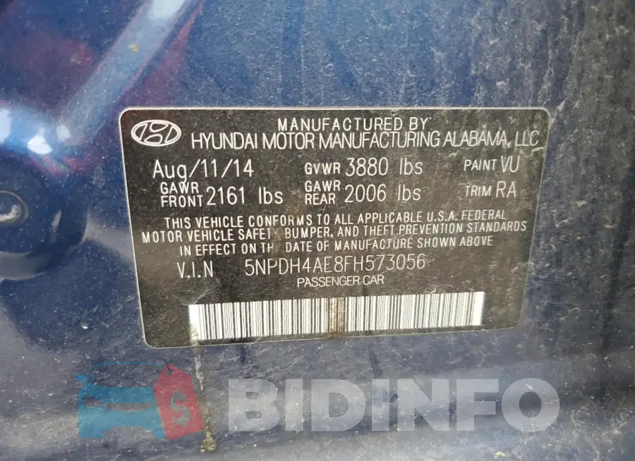 5NPDH4AE8FH573056 Photo# 12