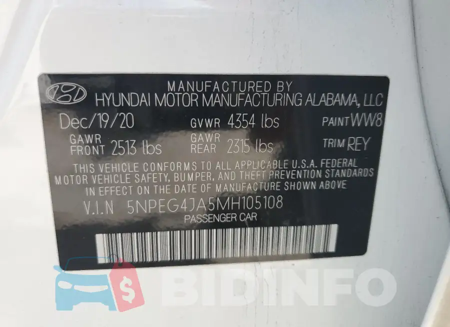 5NPEG4JA5MH105108 Photo# 12