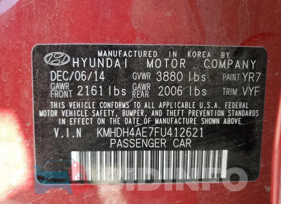KMHDH4AE7FU412621 Photo# 13