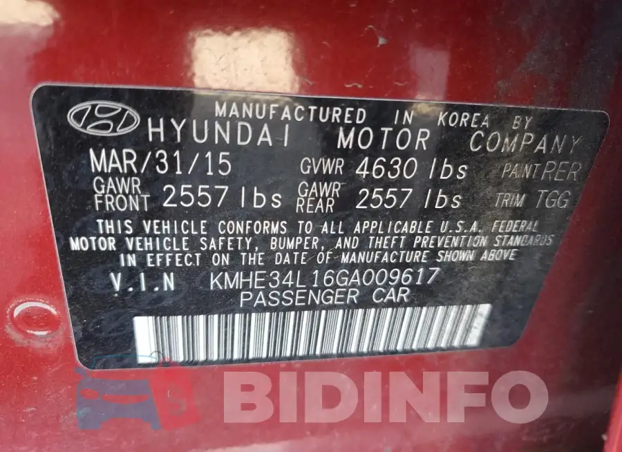 KMHE34L16GA009617 Photo# 12