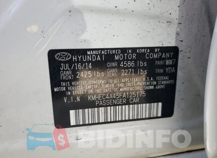 KMHEC4A45FA125175 Photo# 12