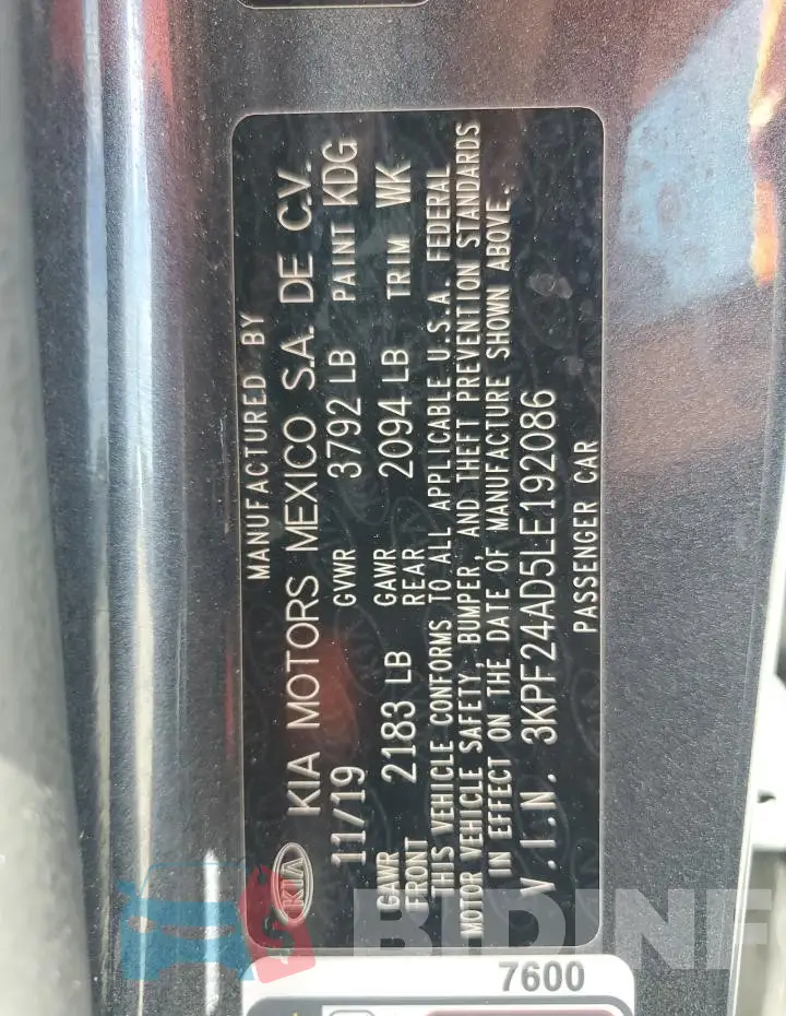 3KPF24AD5LE192086 Photo# 12