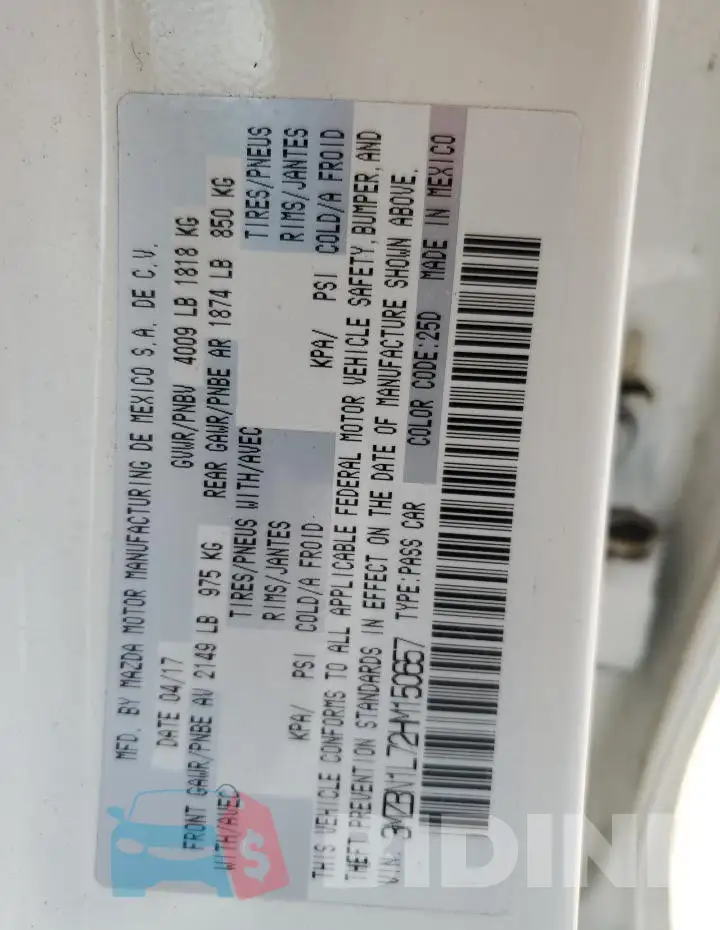 3MZBN1L72HM150657 Photo# 13