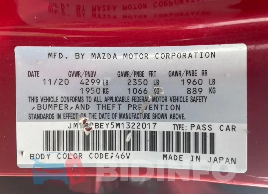 JM1BPBEY5M1322017 Photo# 10