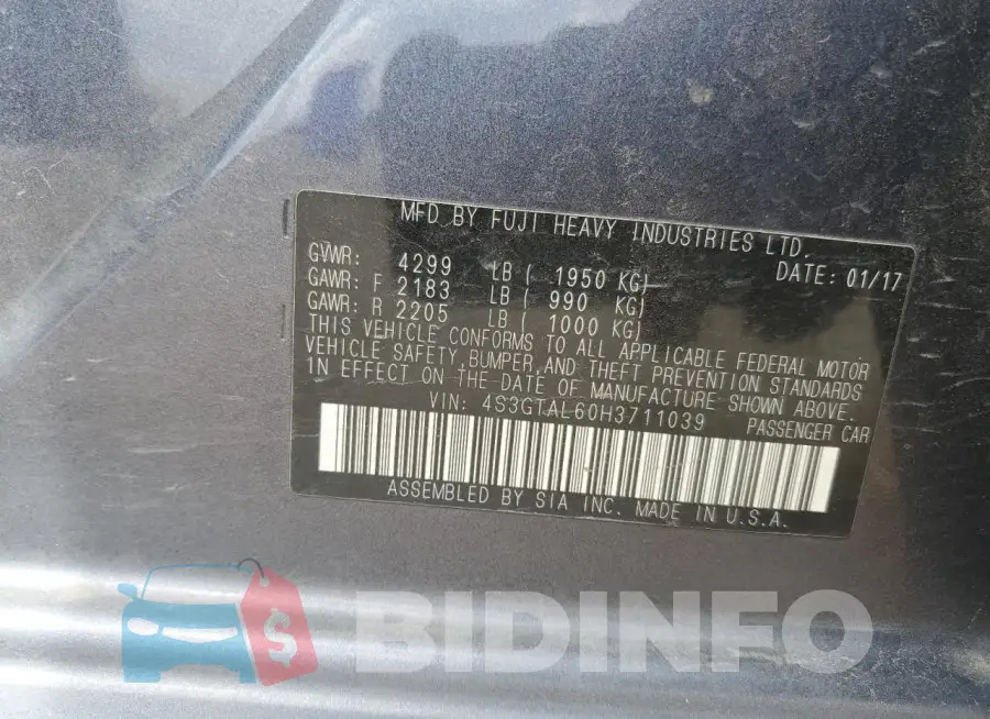 4S3GTAL60H3711039 Photo# 13
