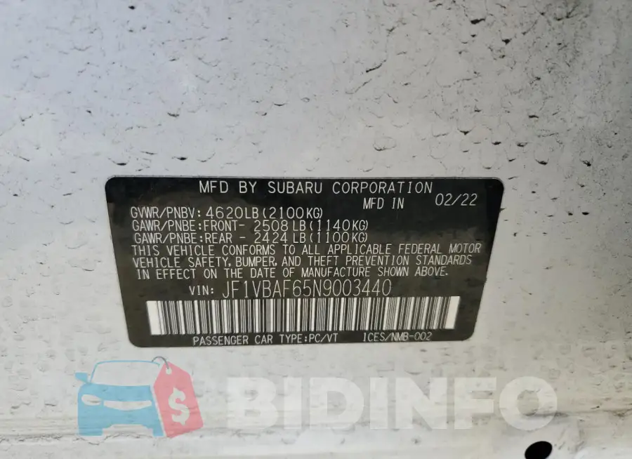 JF1VBAF65N9003440 Photo# 13