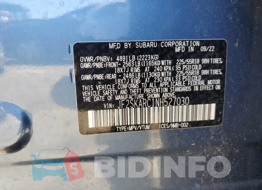 JF2SKARC1NH527030 Photo# 12
