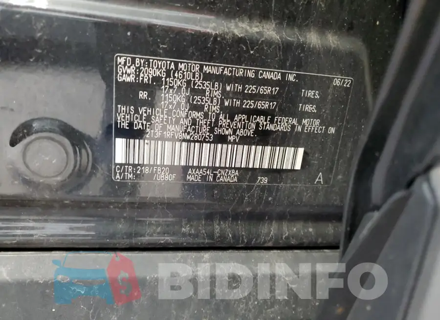 2T3F1RFV8NW280753 Photo# 13